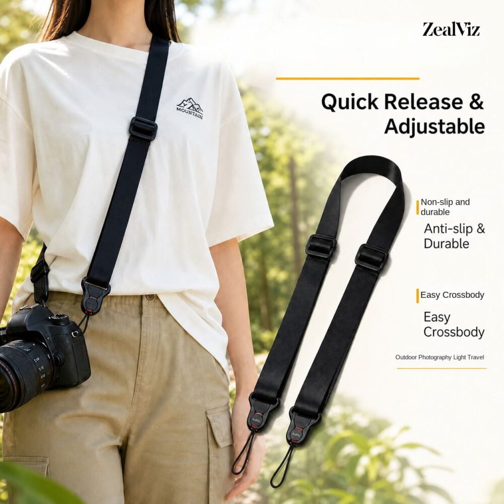 Zealviz Adjustable Anti-slip Camera Sling Strap with Quick Release Buckle for Outdoor Photography
