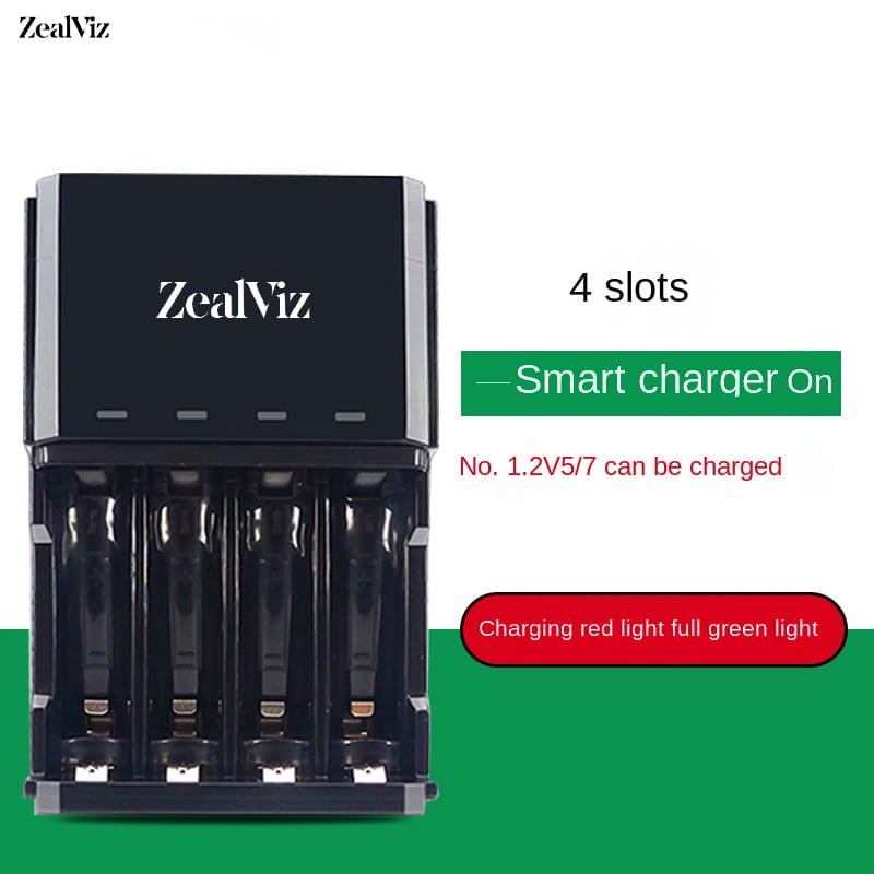 Zealviz 4-Slot Fast Charger for AA & AAA Ni-MH Ni-Cd Batteries