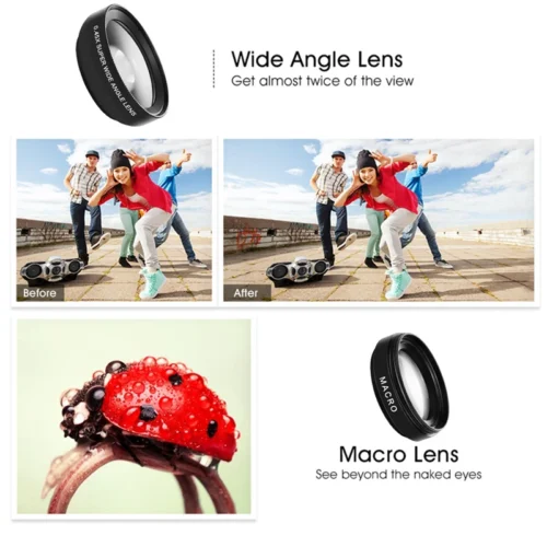 Zealviz 0.45X Wide Angle & 12.5X Macro HD Camera Lens for Mobile Phones