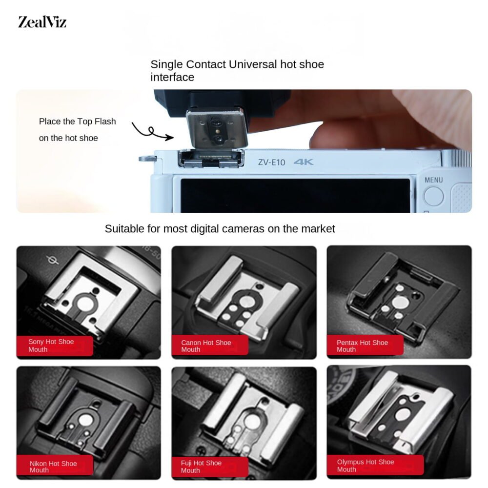 1 Zealviz Foldable Mini On-Camera Flash & Fill Light for Mirrorless Cameras