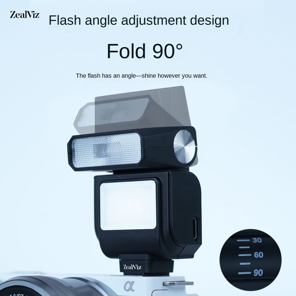 2 Zealviz Foldable Mini On-Camera Flash & Fill Light for Mirrorless Cameras