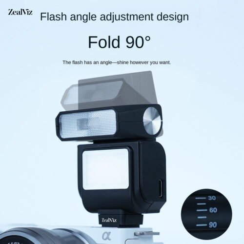 2 Zealviz Foldable Mini On-Camera Flash & Fill Light for Mirrorless Cameras