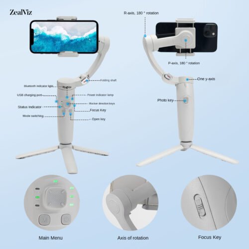 Zealviz M1 3-Axis Handheld Gimbal Stabilizer with Smart Face Tracking for Live Shooting