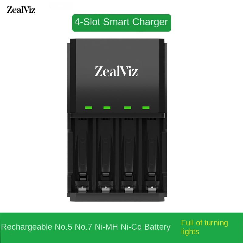 Zealviz 4-Slot Fast Charger for AA & AAA Ni-MH Ni-Cd Batteries