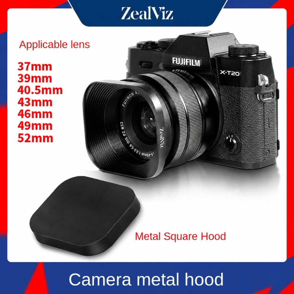 Zealviz Metal Square Lens Hood for 37-52mm Mirrorless Camera Lenses