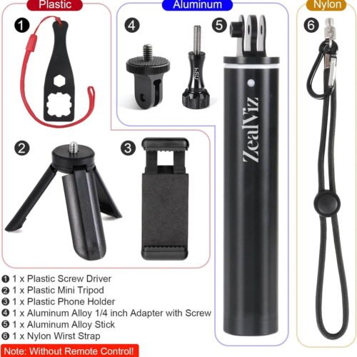 Zealviz Extendable Selfie Stick for Action Cameras & Smartphones (16-64cm)