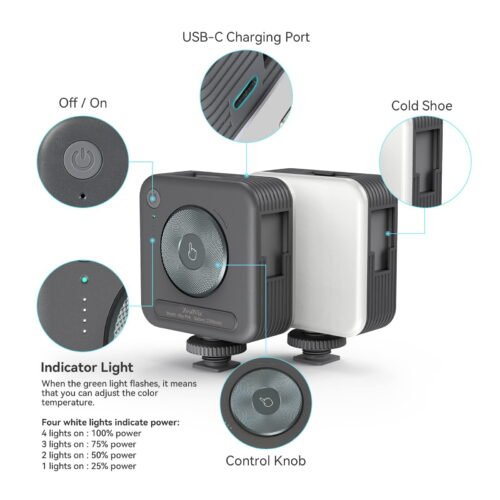 image_10 Zealviz P96 Mini Bi-Color LED Video Light (2700-6500K) with 2200mAh & Cold Shoe