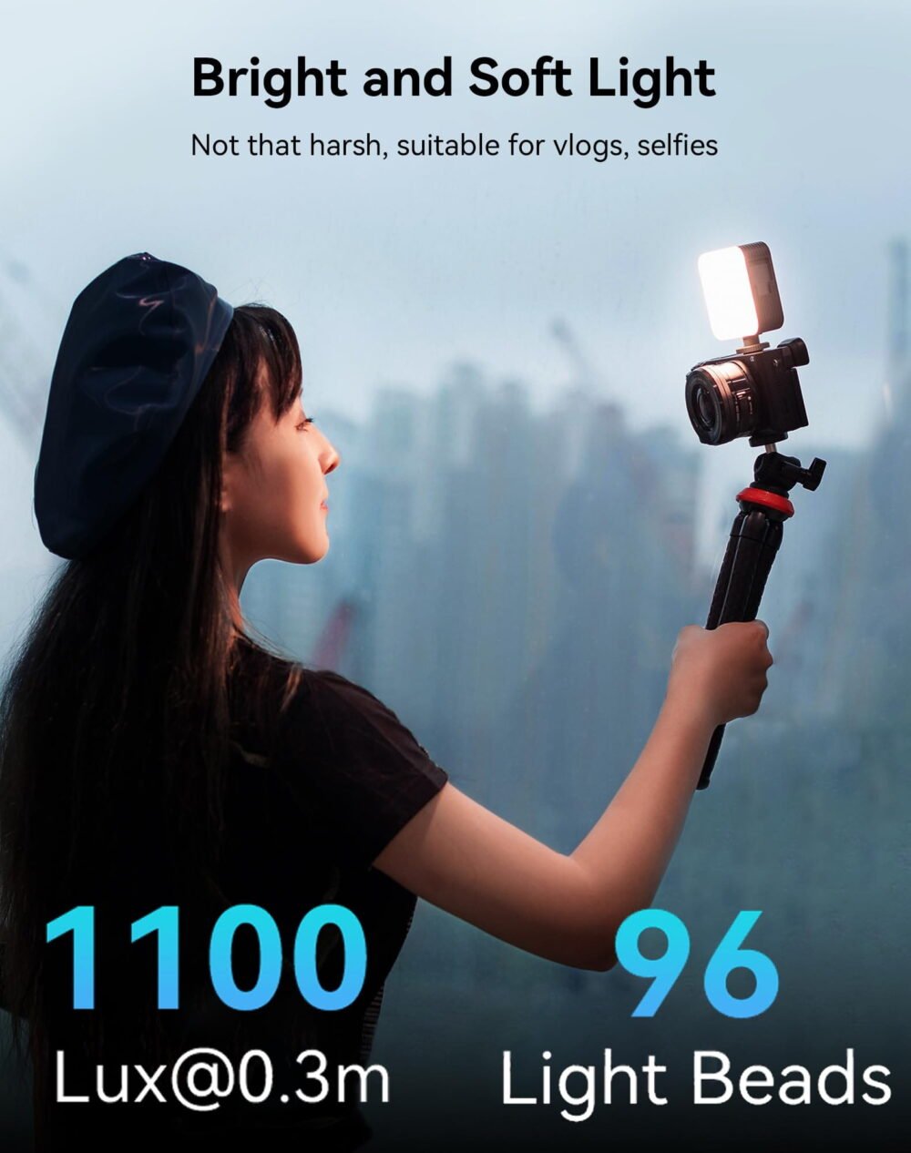 Version 1.0.0 Zealviz P96 Mini Bi-Color LED Video Light (2700-6500K) with 2200mAh & Cold Shoe