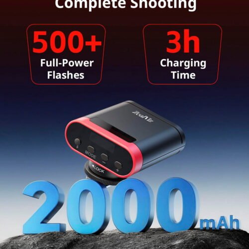 Zealviz RS20 Mini GN12 Speedlite Camera Flash with 2000mAh Battery & OLED Screen