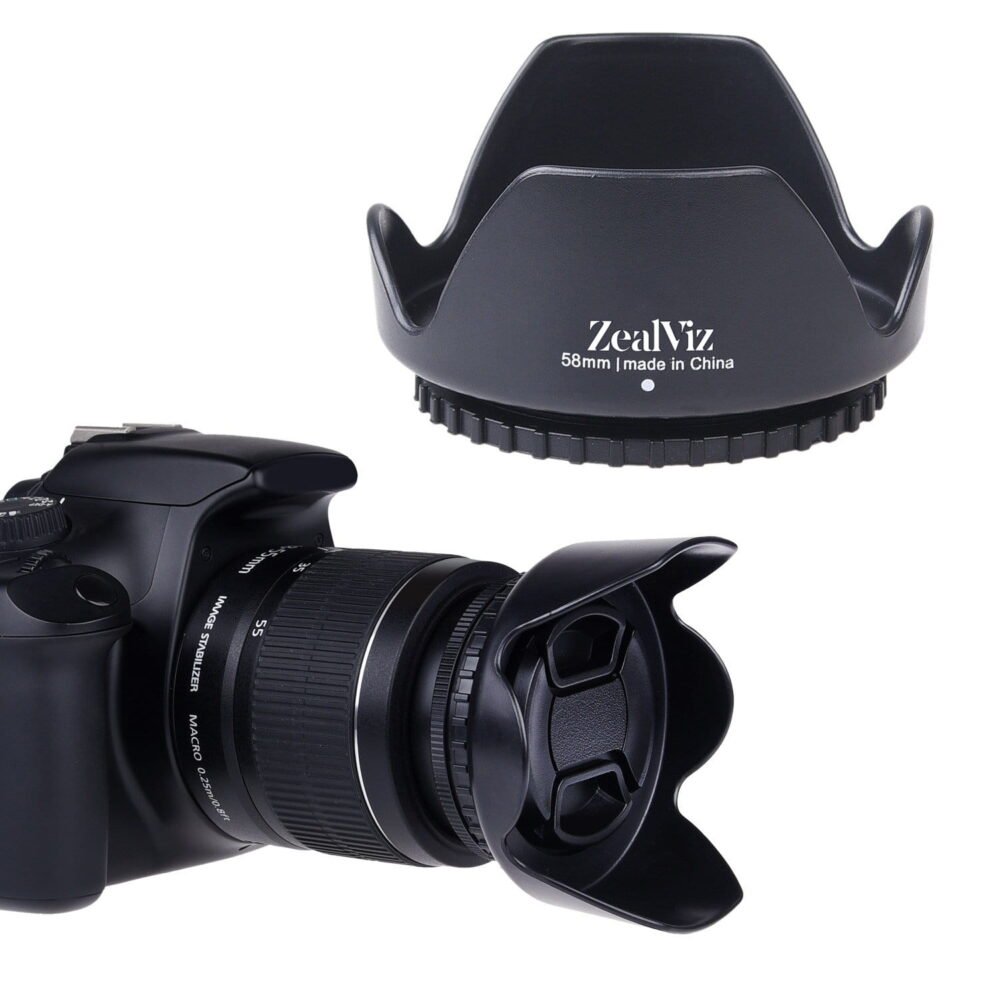image_4 Zealviz 58mm Set of 2 Camera Lens Hoods (Rubber & Tulip) with Lens Cap