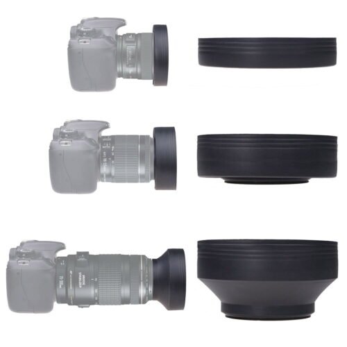 Version 1.0.0 Zealviz 58mm Set of 2 Camera Lens Hoods (Rubber & Tulip) with Lens Cap