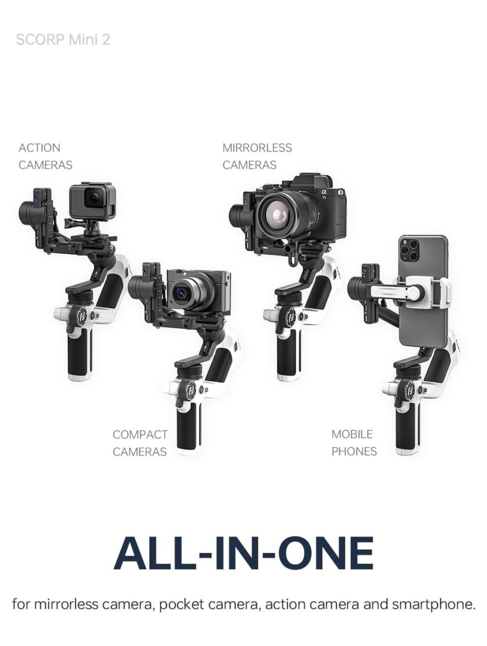 Zealviz SCORP Mini 2 All-in-One 3-Axis AI Tracking Gimbal for Cameras & Phones