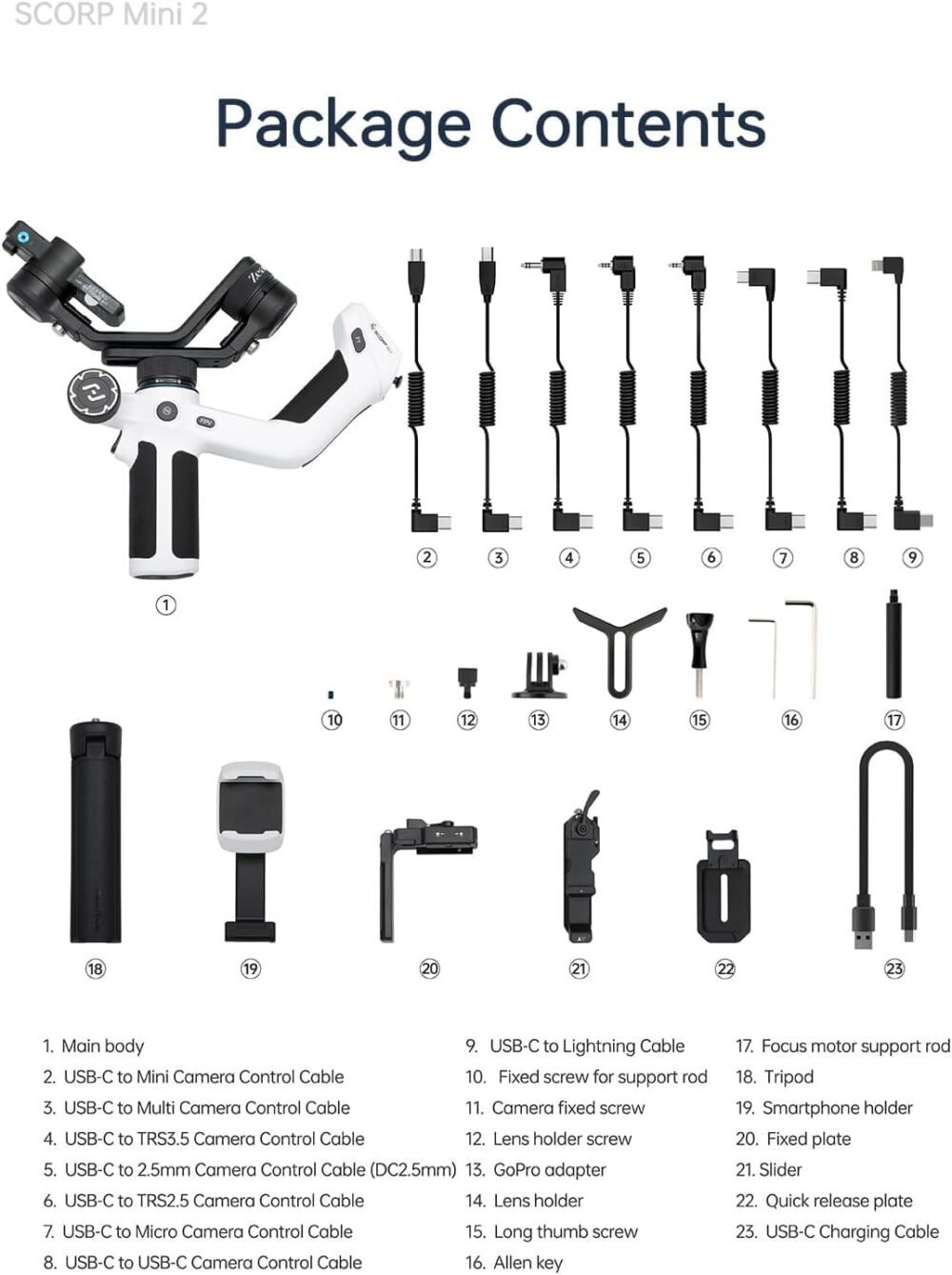 Zealviz SCORP Mini 2 All-in-One 3-Axis AI Tracking Gimbal for Cameras & Phones