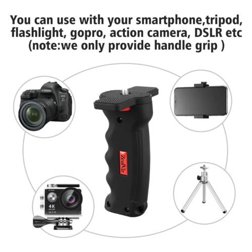 Zealviz 1/4" Camera Handheld Grip Stabilizer with Wrist Strap for DSLR & Smartphones