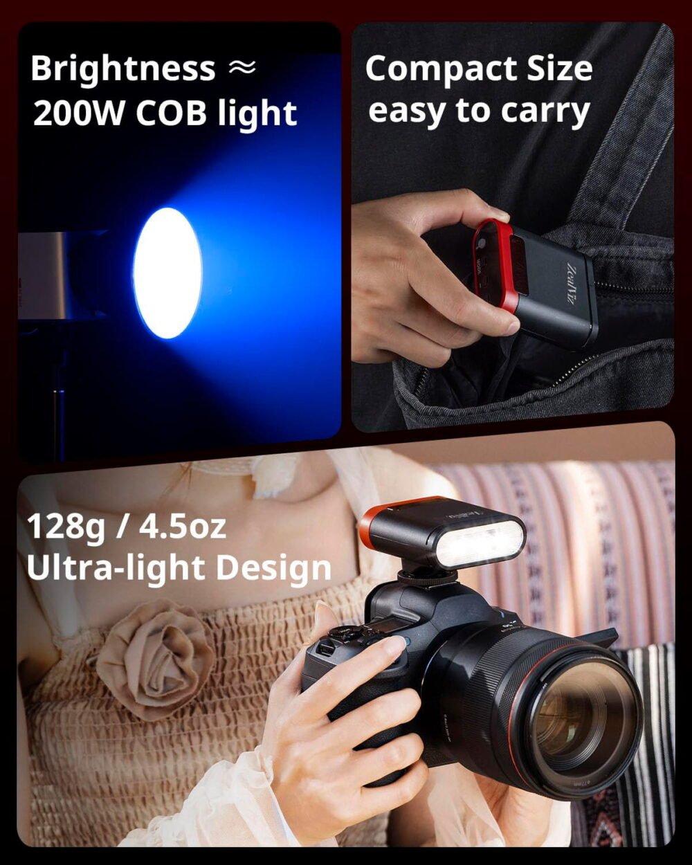 Zealviz RS20 Mini GN12 Speedlite Camera Flash with 2000mAh Battery & OLED Screen