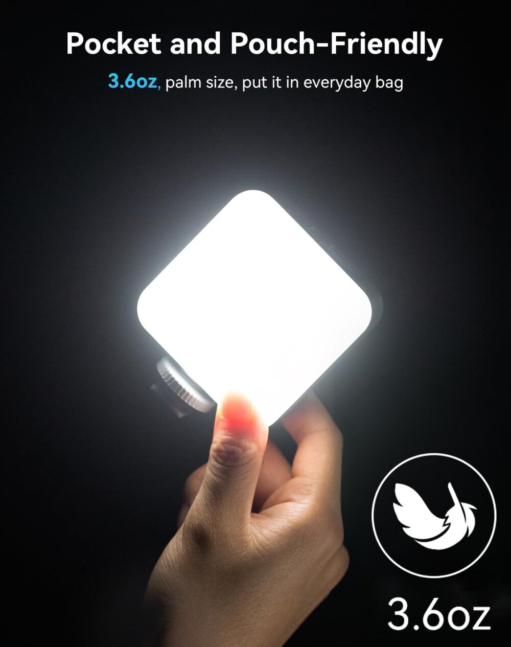 Version 1.0.0 Zealviz P96 Mini Bi-Color LED Video Light (2700-6500K) with 2200mAh & Cold Shoe