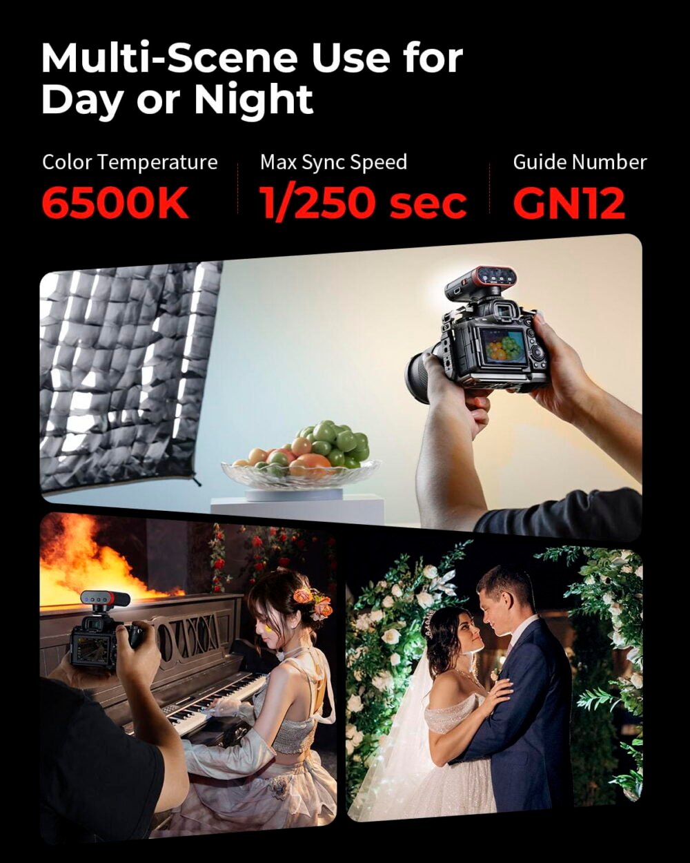 Zealviz RS20 Mini GN12 Speedlite Camera Flash with 2000mAh Battery & OLED Screen