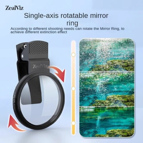 lv-3 Zealviz Mini Polarizer & ND Lens Filters for Phone & Tablet to Eliminate Reflection