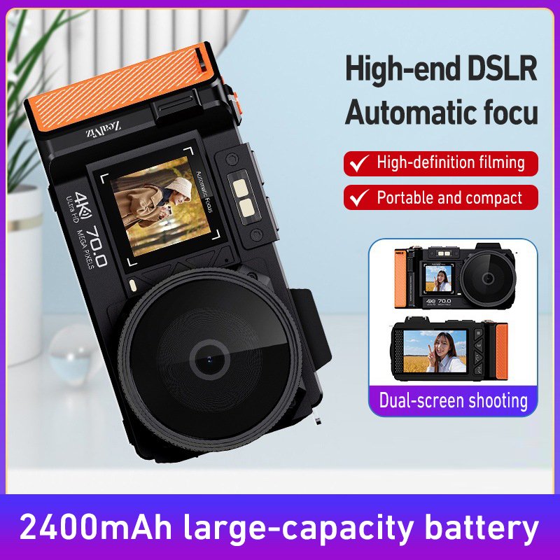 Zealviz 4K HD 70MP Entry-Level Mirrorless Digital Camera with Wide-Angle Lens
