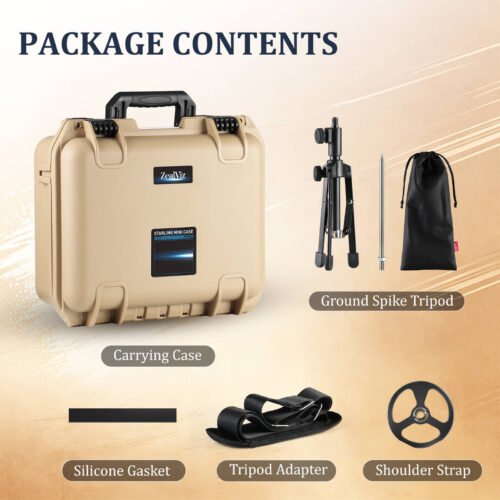 Zealviz Hard Case with Dual Adjustable Mini Tripods, Waterproof Storage Box