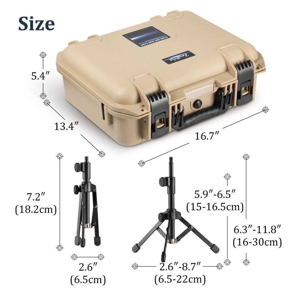 Zealviz Hard Case with Dual Adjustable Mini Tripods, Waterproof Storage Box