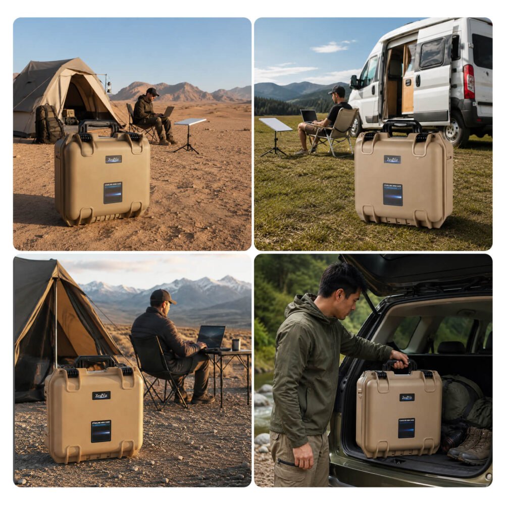 Zealviz Hard Case with Dual Adjustable Mini Tripods, Waterproof Storage Box