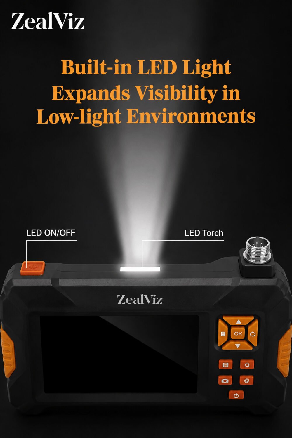 Zealviz 8mm Dual-Lens Industrial Endoscope with 4.3" Screen for Car Engine Repair
