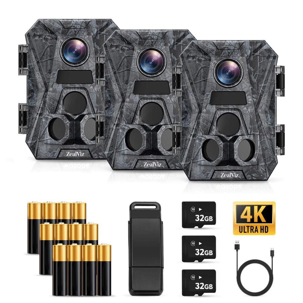 image_1 Zealviz 3 Pack 48MP 4K Trail Cameras with No-Glow Night Vision & IP66 Waterproof