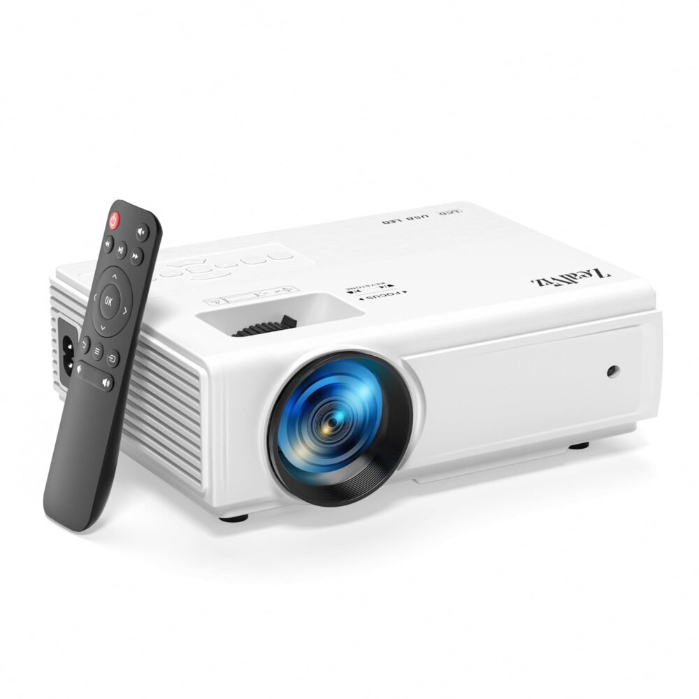 image_1 Zealviz 2026 Upgraded Full HD 1080P Mini Projector for Home Theater (White)