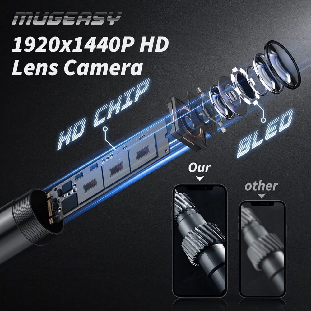 Version 1.0.0 Zealviz 1920P HD Waterproof Industrial Endoscope with 8 Lights & 16.4FT Cord (Black)