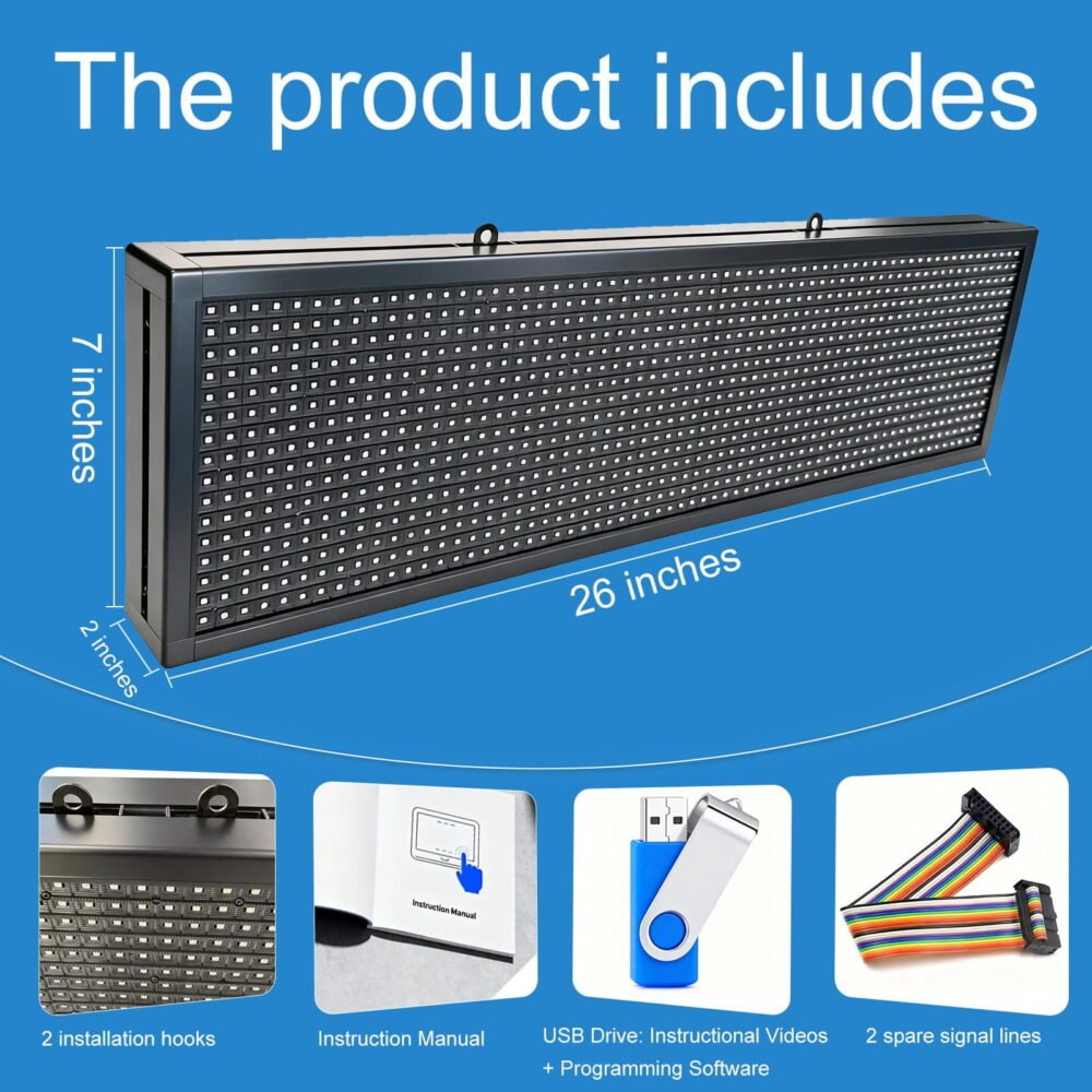 Zealviz P10 (26" x 7") Programmable Full Color Outdoor Scrolling LED Sign with WiFi