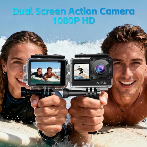 Version 1.0.0 Zealviz FHD 1080P 16MP Dual Screen Waterproof Action Camera with 16GB Card & Accessories