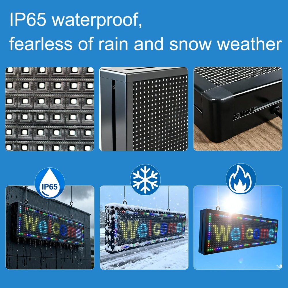 Zealviz P10 (26" x 7") Programmable Full Color Outdoor Scrolling LED Sign with WiFi