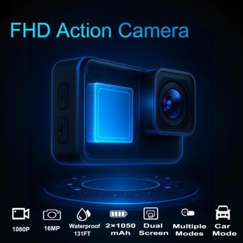 Version 1.0.0 Zealviz FHD 1080P 16MP Dual Screen Waterproof Action Camera with 16GB Card & Accessories