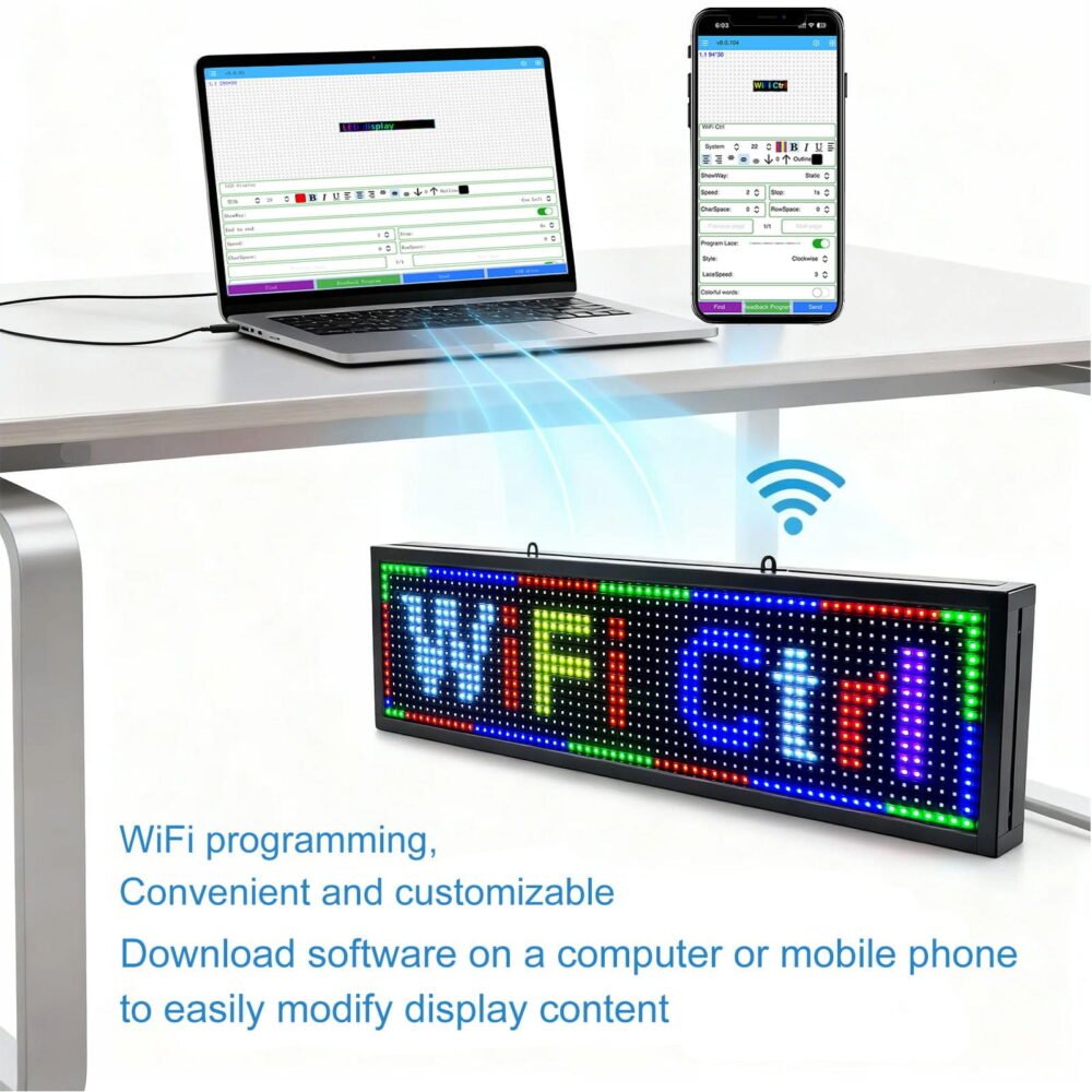 Zealviz P10 (26" x 7") Programmable Full Color Outdoor Scrolling LED Sign with WiFi