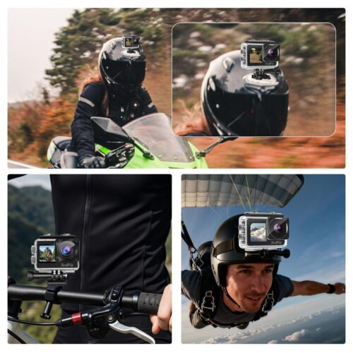 Version 1.0.0 Zealviz FHD 1080P 16MP Dual Screen Waterproof Action Camera with 16GB Card & Accessories