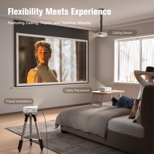 Version 1.0.0 Zealviz 2026 Upgraded Full HD 1080P Mini Projector for Home Theater (White)