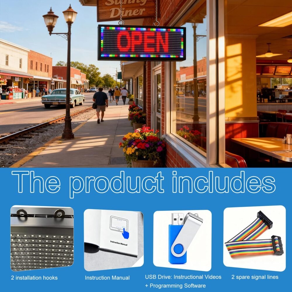 Zealviz P10 (26" x 7") Programmable Full Color Outdoor Scrolling LED Sign with WiFi