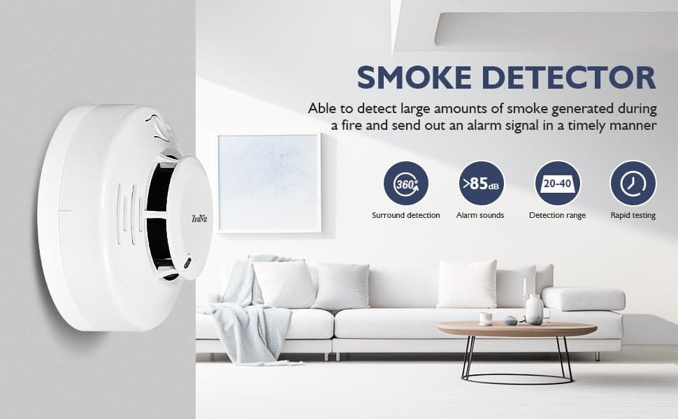 image_8 Zealviz Photoelectric Smoke Alarm with 85dB Sound, LED Warning & 360° Detection