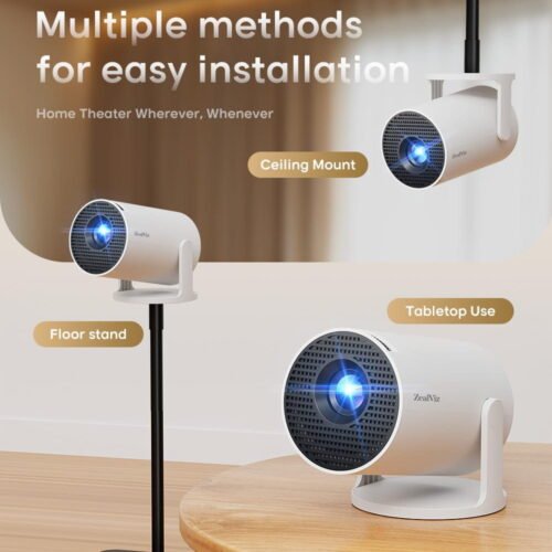 Zealviz HY300Pro Smart Mini Projector with WiFi 6, Android 14 & 4K Support