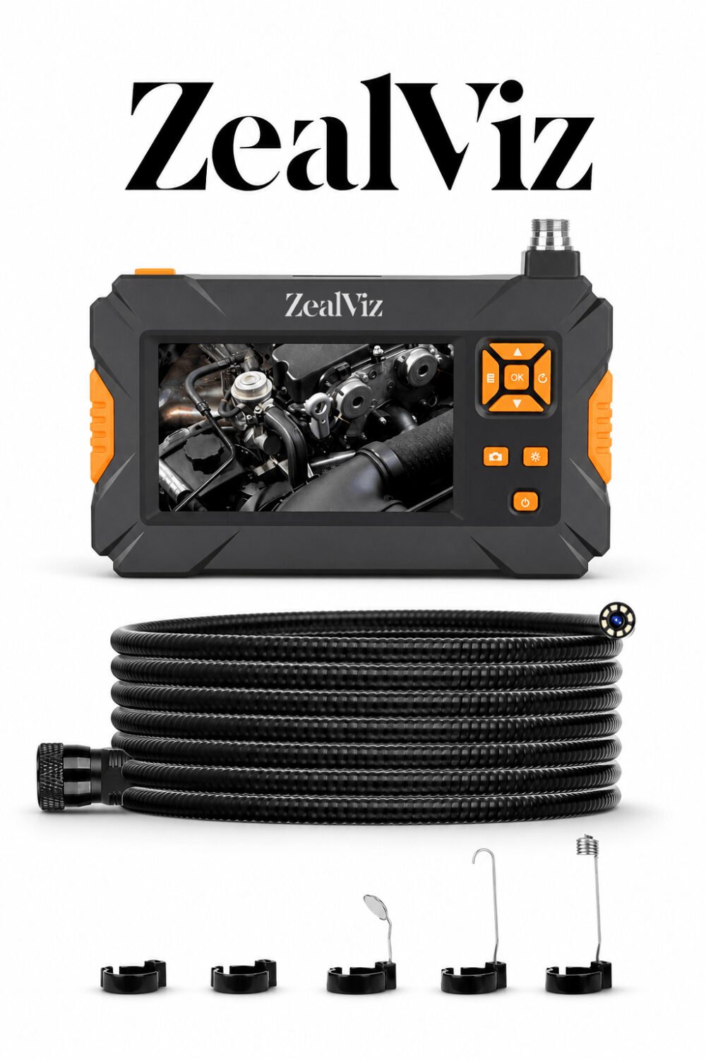Zealviz 8mm Dual-Lens Industrial Endoscope with 4.3" Screen for Car Engine Repair