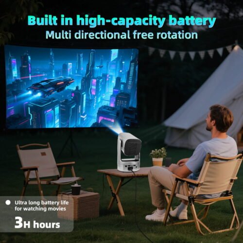 主图-3 Zealviz 4K HD Portable Outdoor Projector, Built-in Battery, WiFi & Android Smart Home Theater Projector
