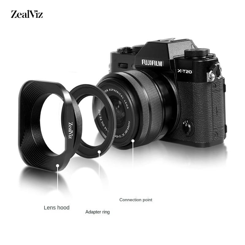 Zealviz Metal Square Lens Hood for 37-52mm Mirrorless Camera Lenses